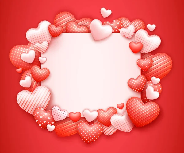 Cartel Realista Venta Del Día San Valentín Pancarta Con Corazones — Vector de stock
