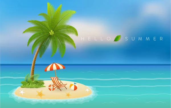 Hola Verano Vacaciones Playa Banner Vacaciones — Vector de stock