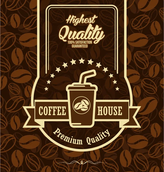 Brown background with coffee label — Stock Vector