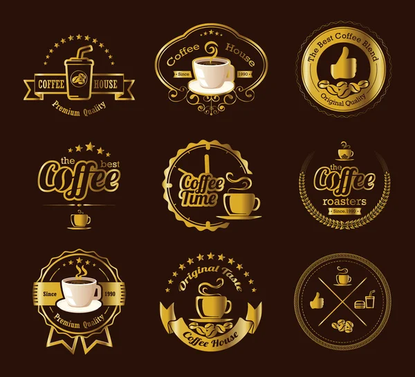 Set of vintage coffee badges and labels — Stock Vector