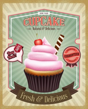 antika arka plan ile cupcake