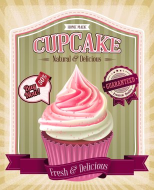 antika arka plan ile cupcake