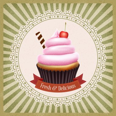 antika arka plan ile cupcake