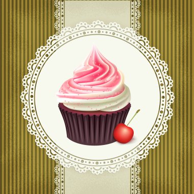 antika arka plan ile cupcake