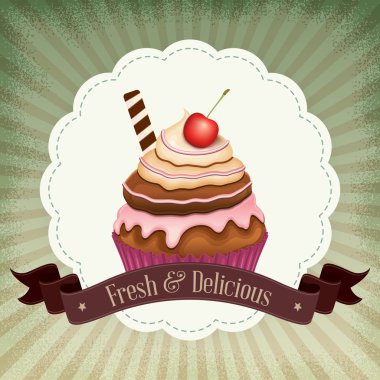 antika arka plan ile cupcake