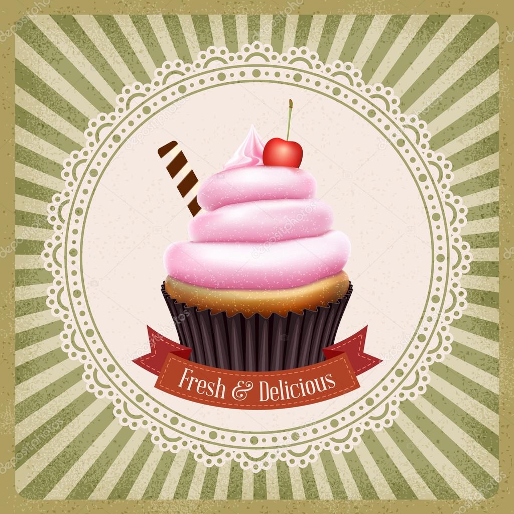 Vintage background with cupcake
