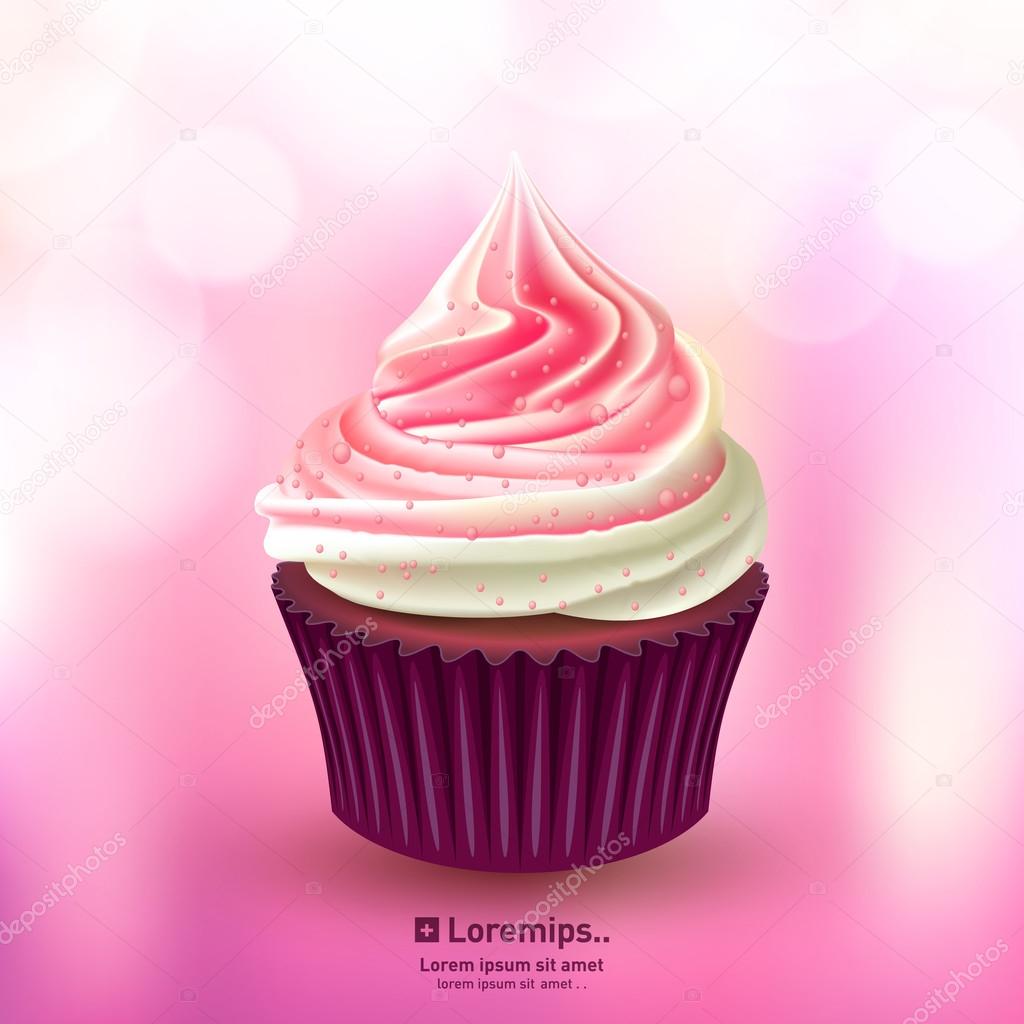 Pink cupcake vector
