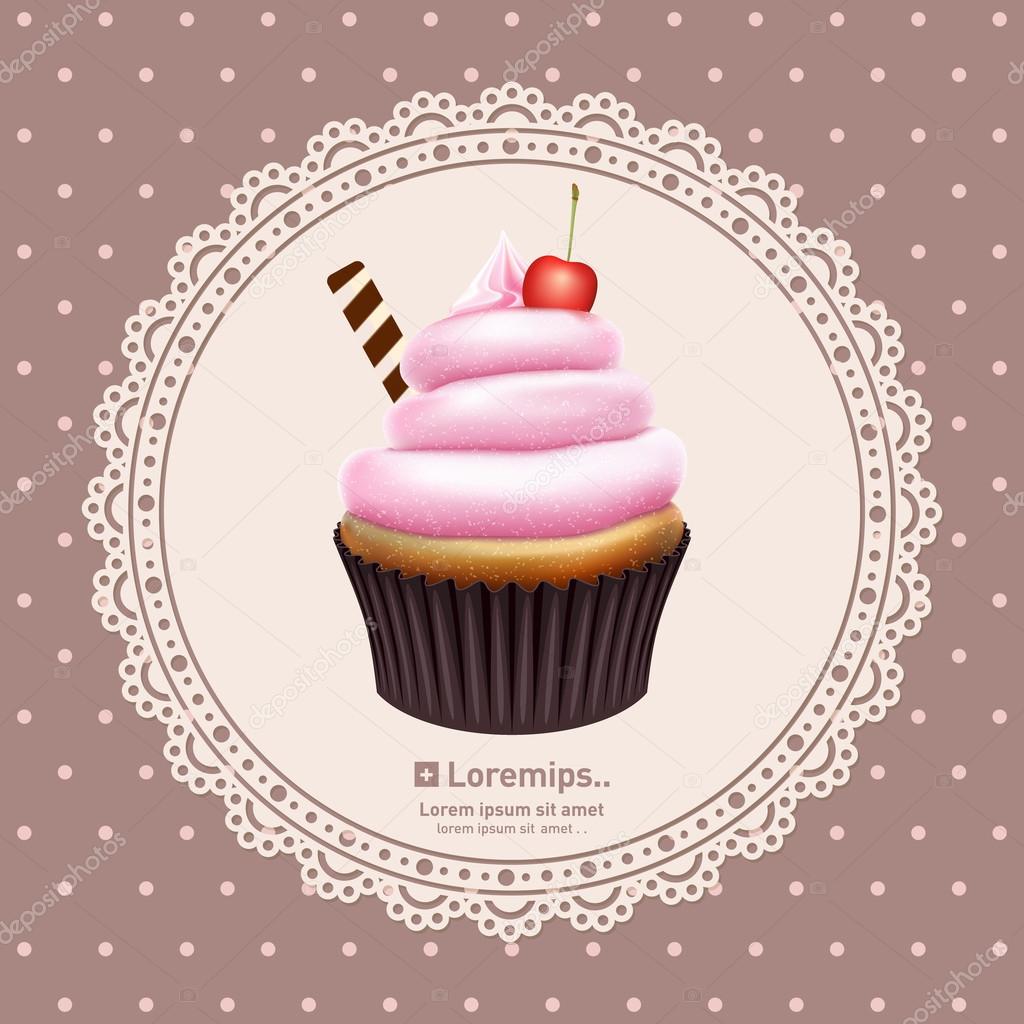 Vintage background with cupcake