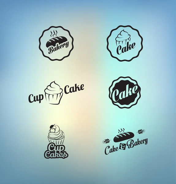 Vintage cupcakes retro y panadería insignias y etiquetas — Vector de stock