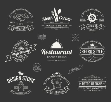 Vintage afiş ve çerçeve çizilmiş seti el