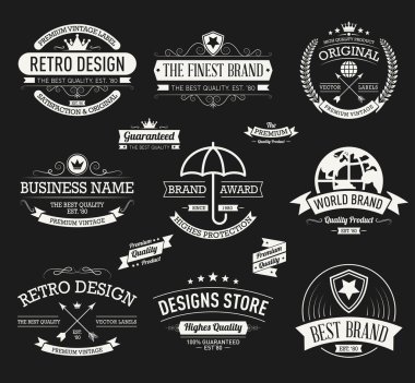 Vintage afiş ve çerçeve çizilmiş seti el