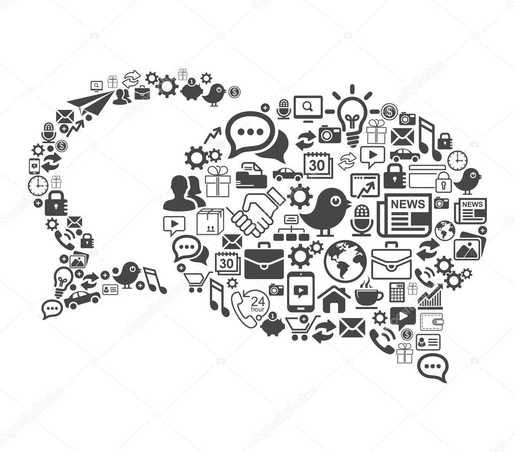 Speech bubbles vector made with social media icons set