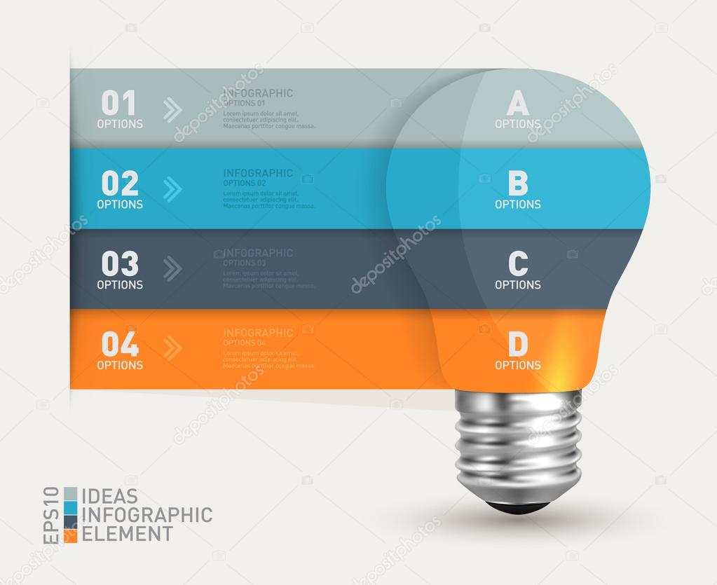 Infographic template light bulbs banner concept