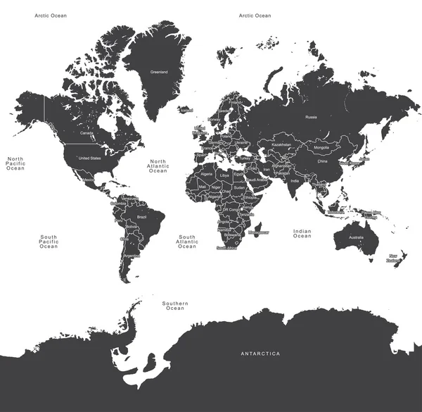Mapa del mundo-países vector — Vector de stock