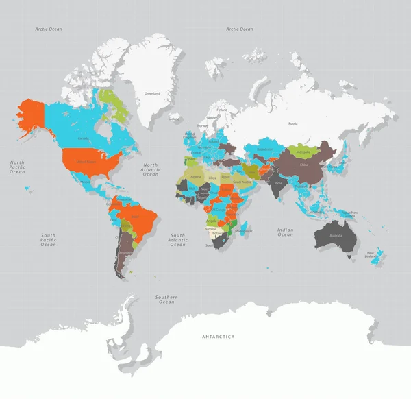 Carte du monde-pays — Image vectorielle