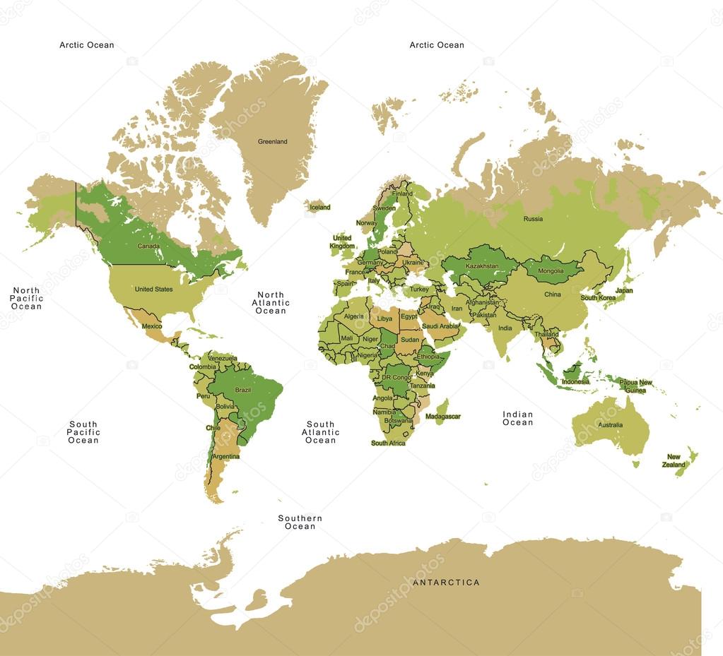 Carte Pays Du Monde Carte Pays De Monde Coloré Eps 10