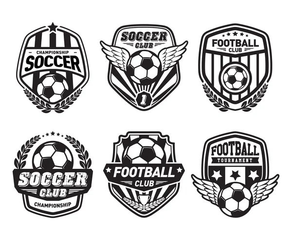 Conjunto de crestas de fútbol y diseños de emblemas de logotipo — Vector de stock