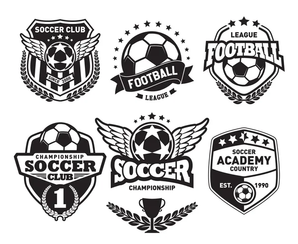 Set of Soccer Football Crests and Logo Emblem Designs — Stock Vector