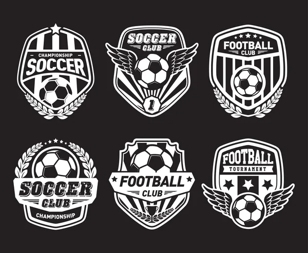 Ensemble de crêtes de football de football et dessins d'emblème de logo — Image vectorielle