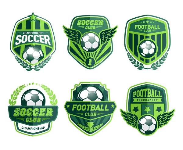 Ensemble de crêtes de football de football et dessins d'emblème de logo — Image vectorielle