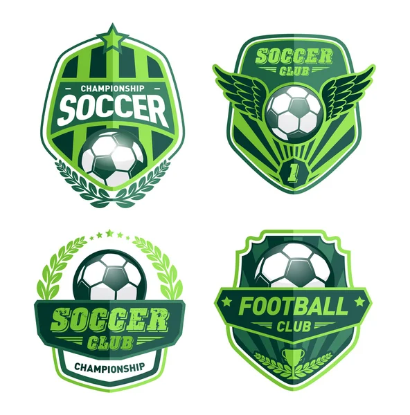 Conjunto de crestas de fútbol y diseños de emblemas de logotipo — Vector de stock