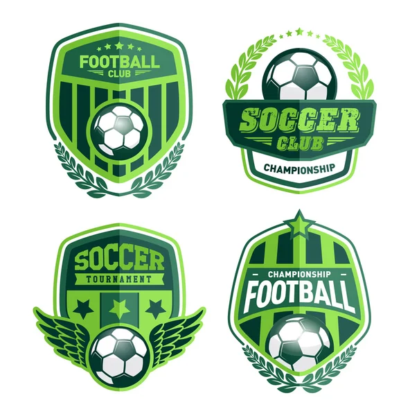 Conjunto de crestas de fútbol y diseños de emblemas de logotipo — Archivo Imágenes Vectoriales