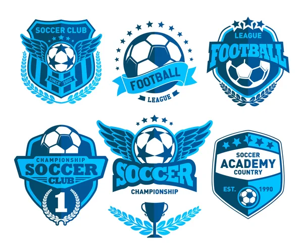 Set of Soccer Football Crests and Logo Emblem Designs — Stock Vector