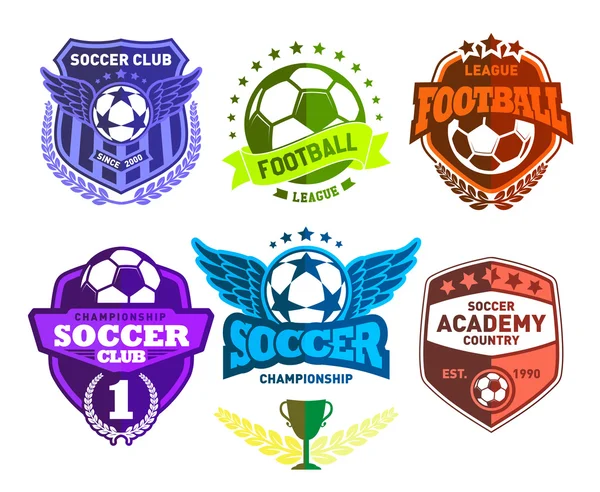 Set of Soccer Football Crests and Logo Emblem Designs — Stock Vector