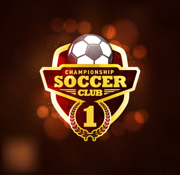 Campeón de fútbol ganador emblema de oro — Vector de stock