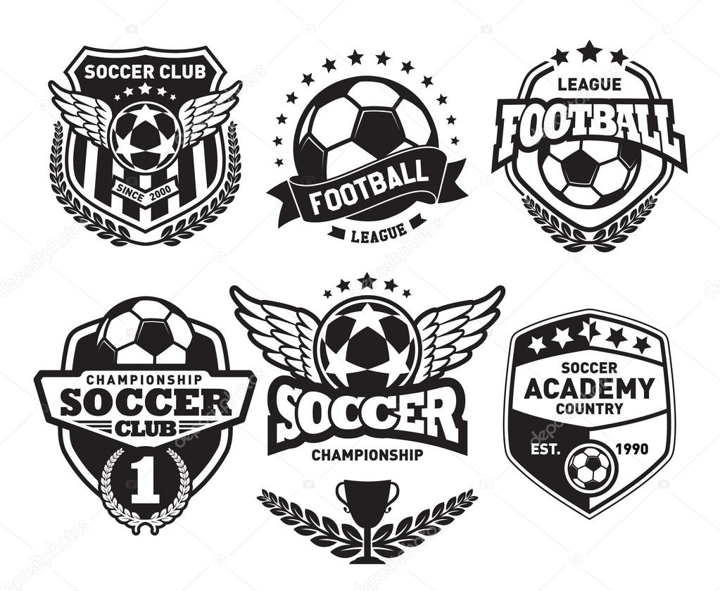 Set of Soccer Football Crests and Logo Emblem Designs. Football Soccer Badges, Patches and Emblem Vector Set. Vector Illustration EPS-10.