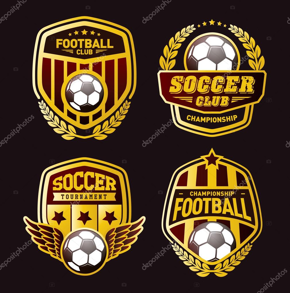 Football Championship Winner Gold Emblem, Set of soccer football crests and logo emblem designs. Vector Illustration EPS-10