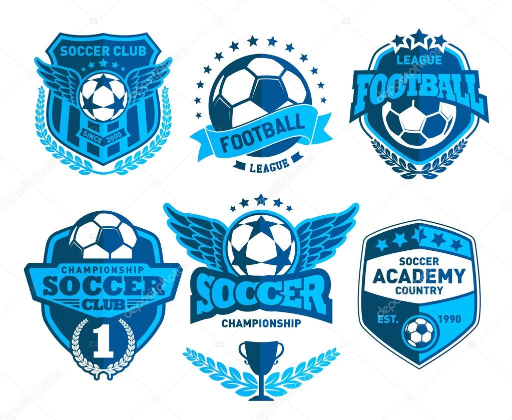 Set of Soccer Football Crests and Logo Emblem Designs. Football Soccer Badges, Patches and Emblem Vector Set. Vector Illustration EPS-10.