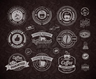 Vector Coffee Labels Isolated Coffee Beans Seamless Background