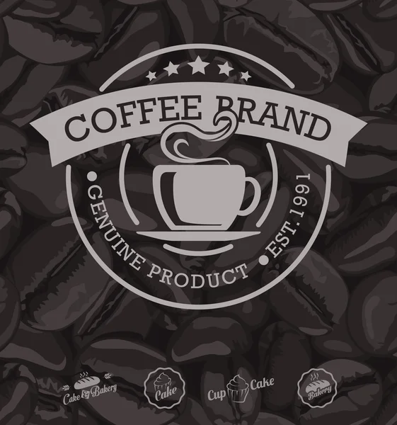 Vector Coffee Labels Isolated Coffee Beans Background — 스톡 벡터