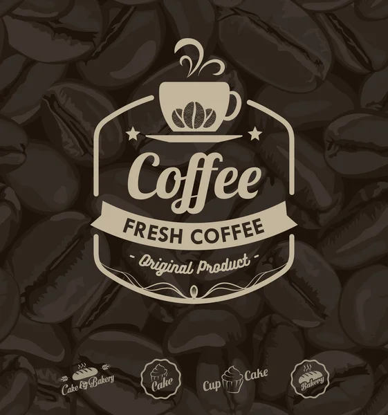 Vector Coffee Labels Isolated Coffee Beans Background — Διανυσματικό Αρχείο