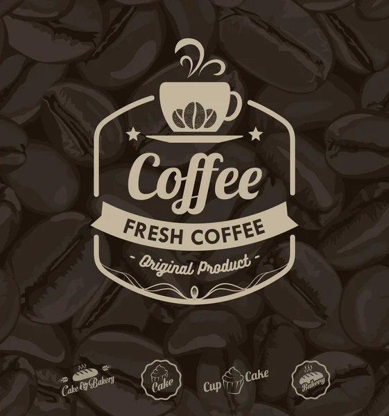 Etiquetas de café vectorial granos de café aislados Fondo — Vector de stock