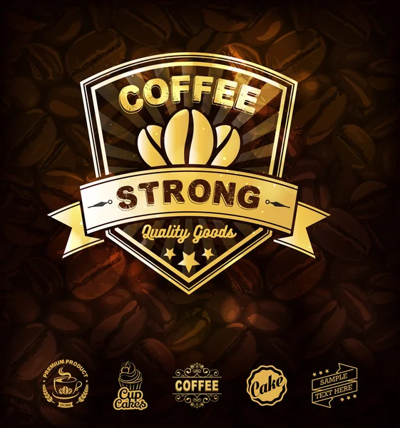 Gouden koffie Labels Vector — Stockvector