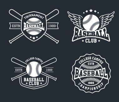 Beyzbol vektör, Set vintage beyzbol etiketleri ve rozetleri