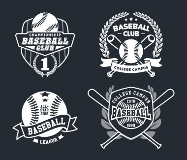 Baseball vector, Set of vintage baseball labels and badges clipart