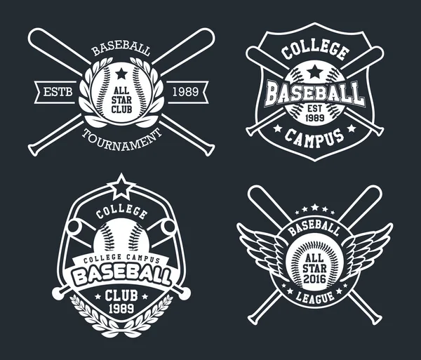 Vector de béisbol, conjunto de etiquetas e insignias de béisbol vintage — Vector de stock