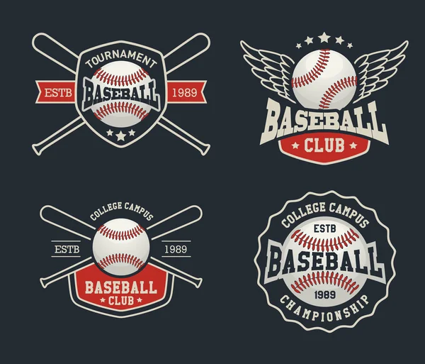 Разработка логотипа бейсбольного бейджа, подходящего для логотипов, бейджей, баннеров, эмблем, этикеток, эмблем и футболок — стоковый вектор