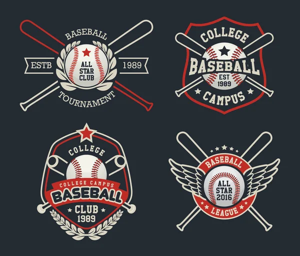 Conception de logo de badge de baseball adapté pour les logos, badge, bannière, emblème, étiquette, insignes et conception de t-shirt — Image vectorielle