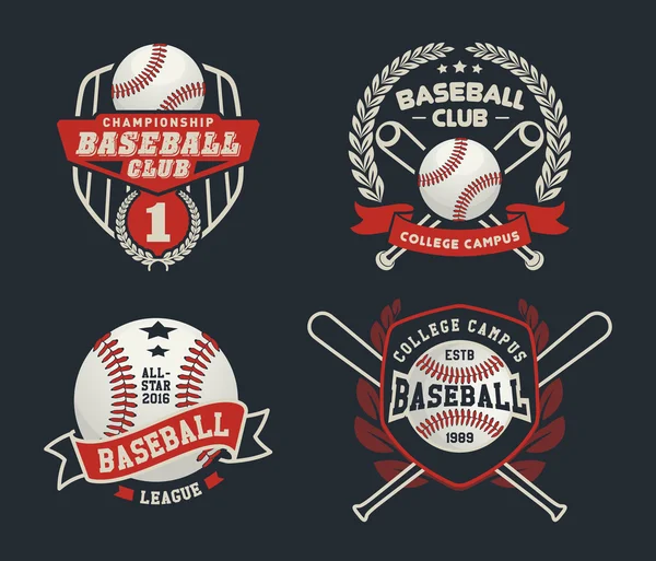 Baseball odznak logo design vhodný pro loga, odznak, banner, znak, popisek, insignie a T-shirt design — Stockový vektor