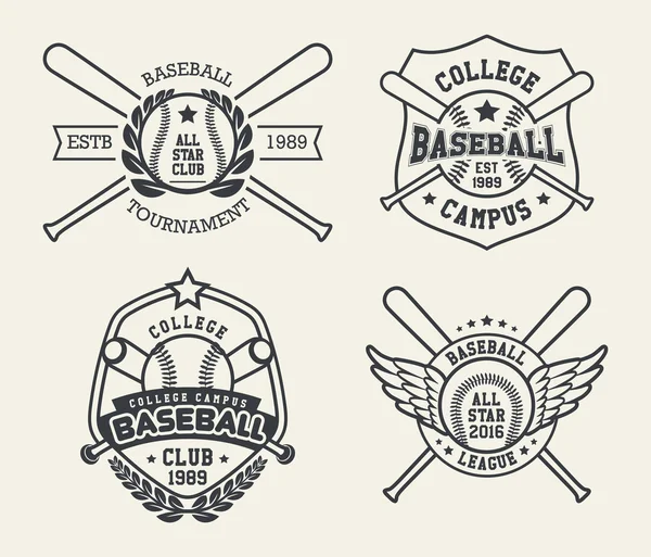 Uppsättning av vintage baseball etiketter och emblem — Stock vektor