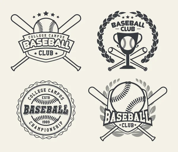 Набір вінтажних бейсбольних етикеток і значків — стоковий вектор