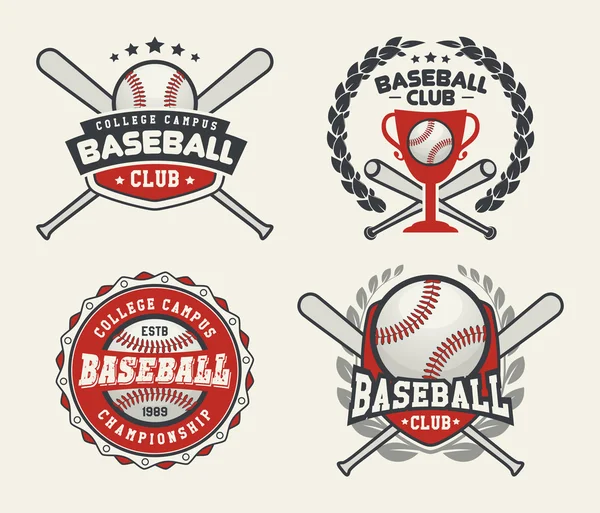Conjunto de plantillas de logotipo de insignia de béisbol deportivo, plantillas de etiqueta de béisbol, gráficos de camisetas — Vector de stock