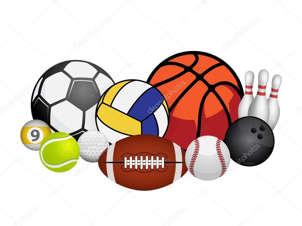 Set of sport balls isolated on white background