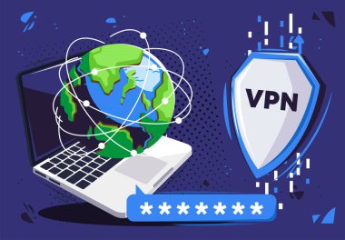    Bir dizüstü bilgisayar kullanarak interneti kullanmak için vektör illüstrasyonuName
