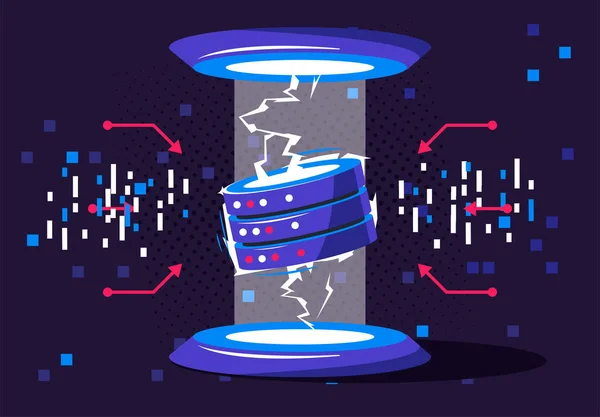 Ilustração Vetorial Disco Rede Flutuando Estilo Futurista Armazenamento Informações Data — Vetor de Stock