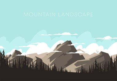 Bir dağ manzarası web afişinin vektör illüstrasyonu